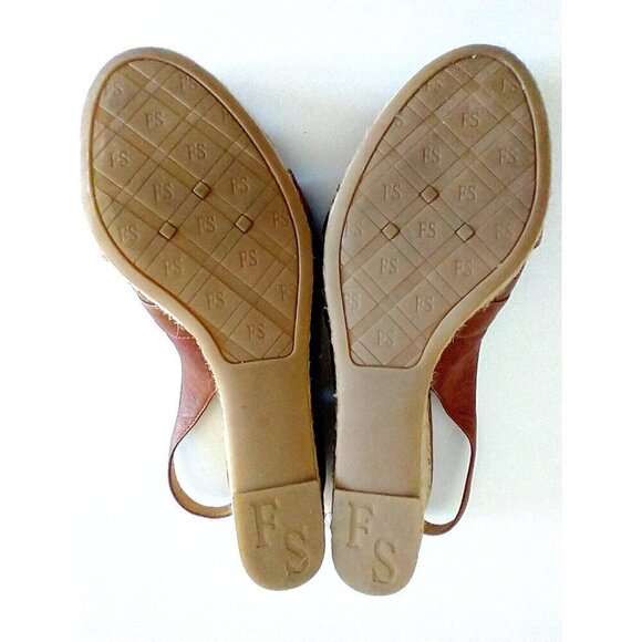 Franco Sarto Sandals Slingback Platform Leather Open Toe KRIS Cognac Brown 8.5M - Picture 7 of 7